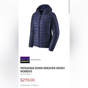 Like New Patagonia Down Hoody - Navy